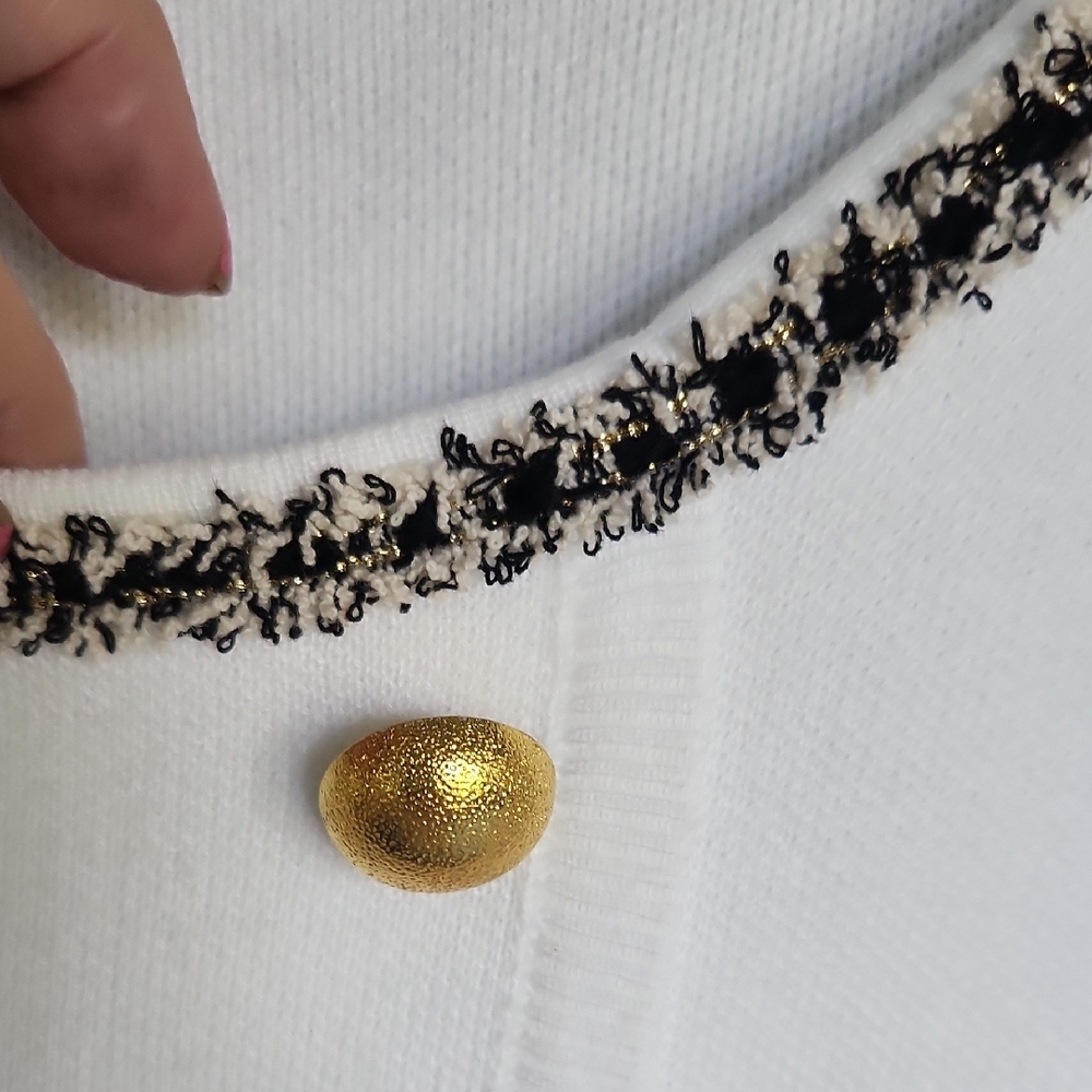 Ashley Stewart Elegant White Dress with Gold Buttons - Picture 5 of 8